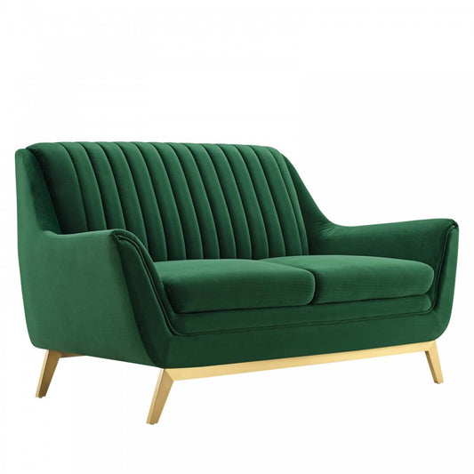 Winsome Channel Tufted Performance Velvet Loveseat, Emerald