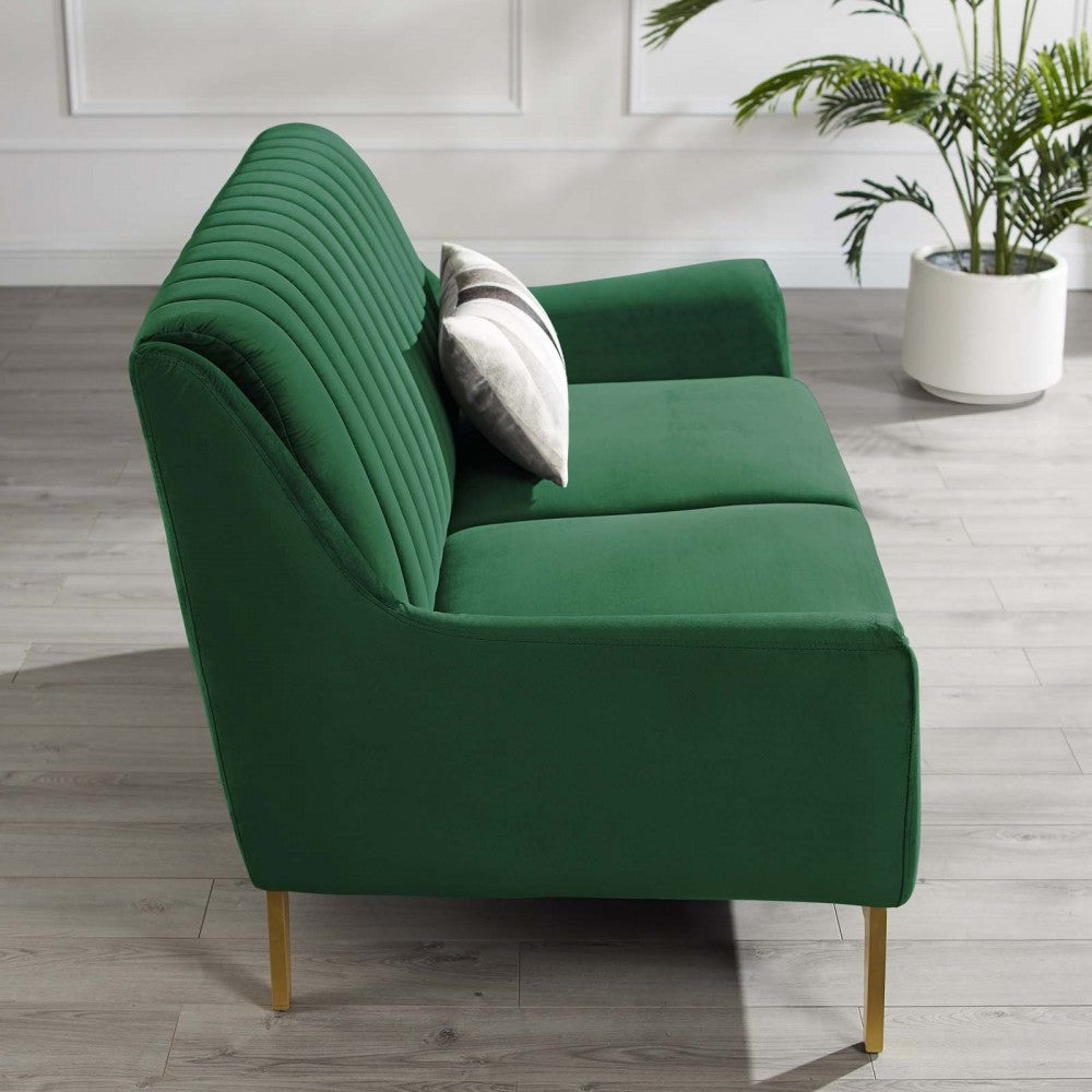 Winsome Channel Tufted Performance Velvet Loveseat, Emerald