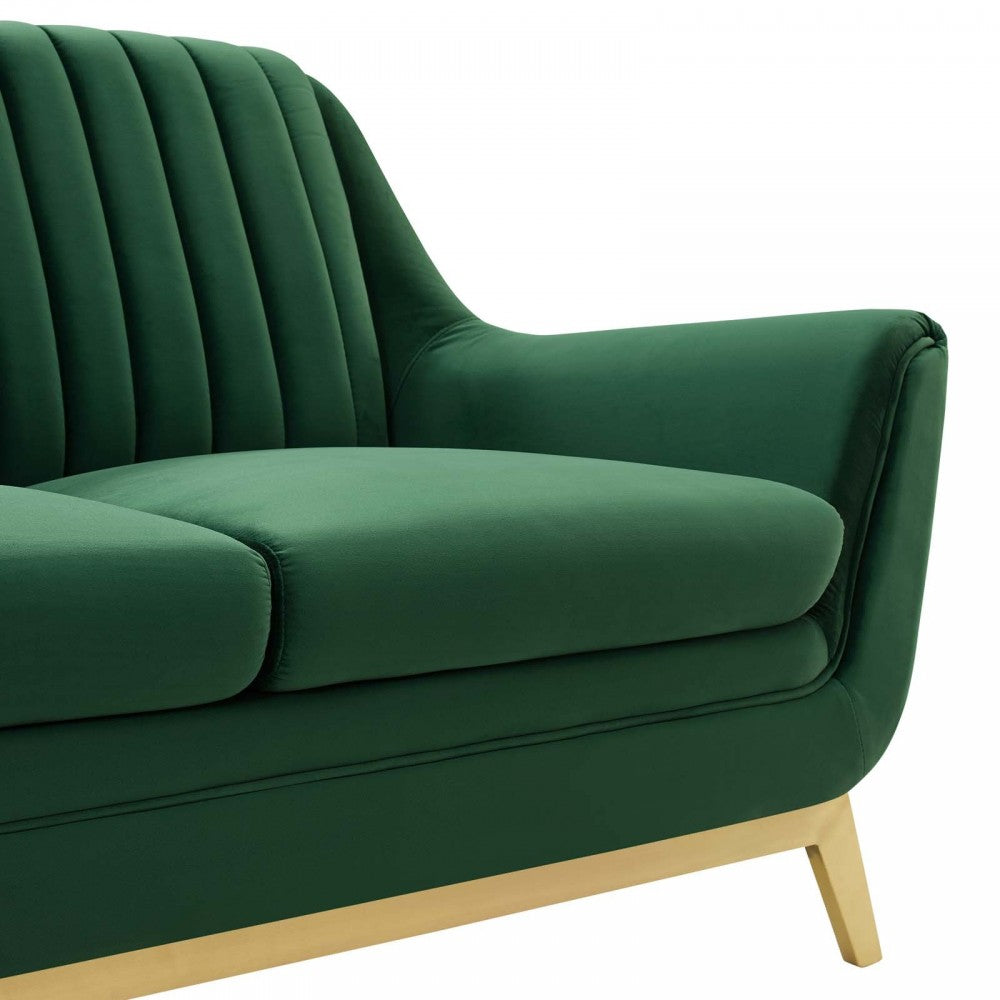 Winsome Channel Tufted Performance Velvet Loveseat, Emerald