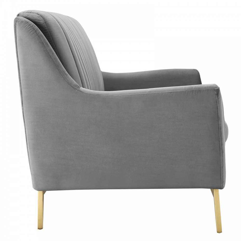 Winsome Channel Tufted Performance Velvet Sofa, Gray