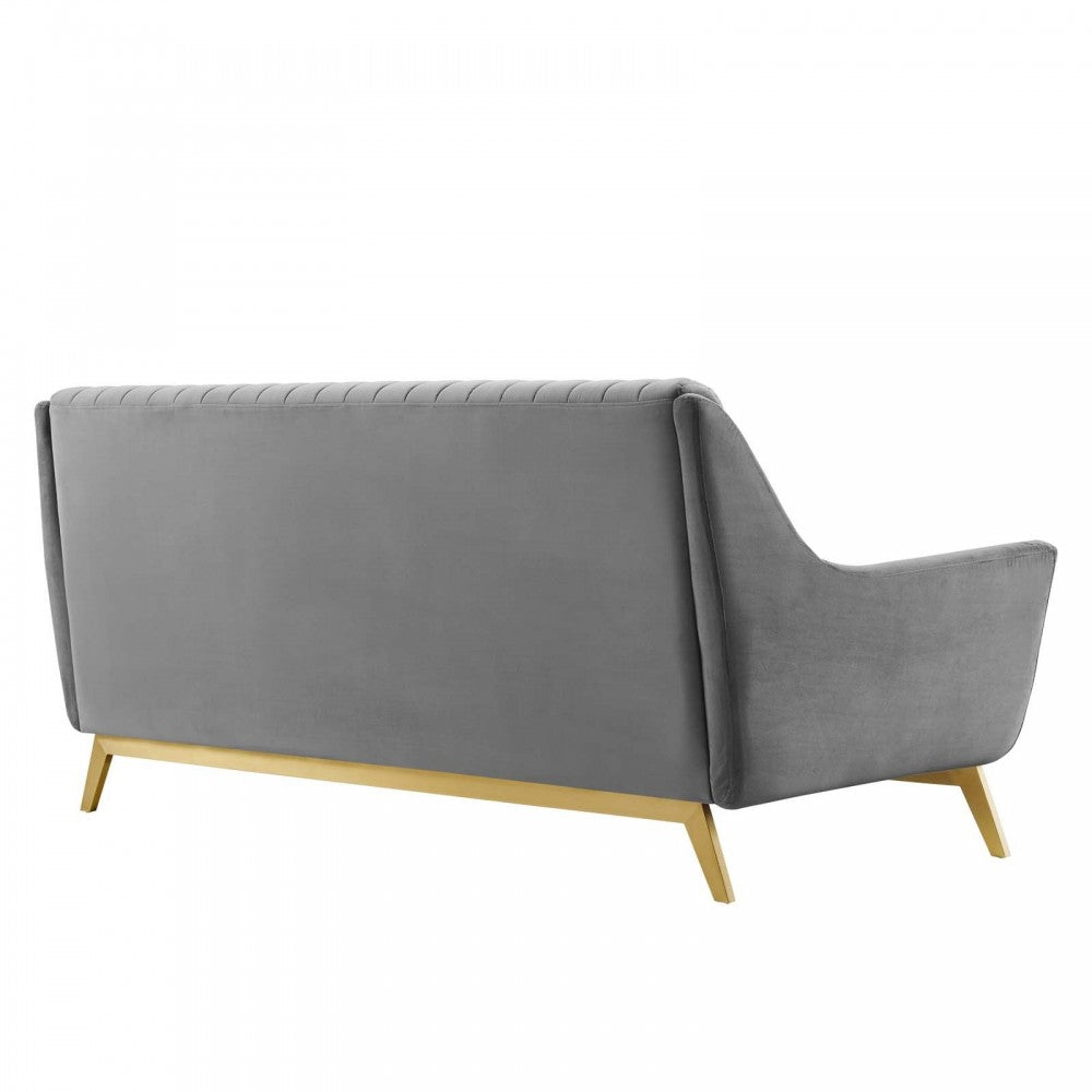 Winsome Channel Tufted Performance Velvet Sofa, Gray