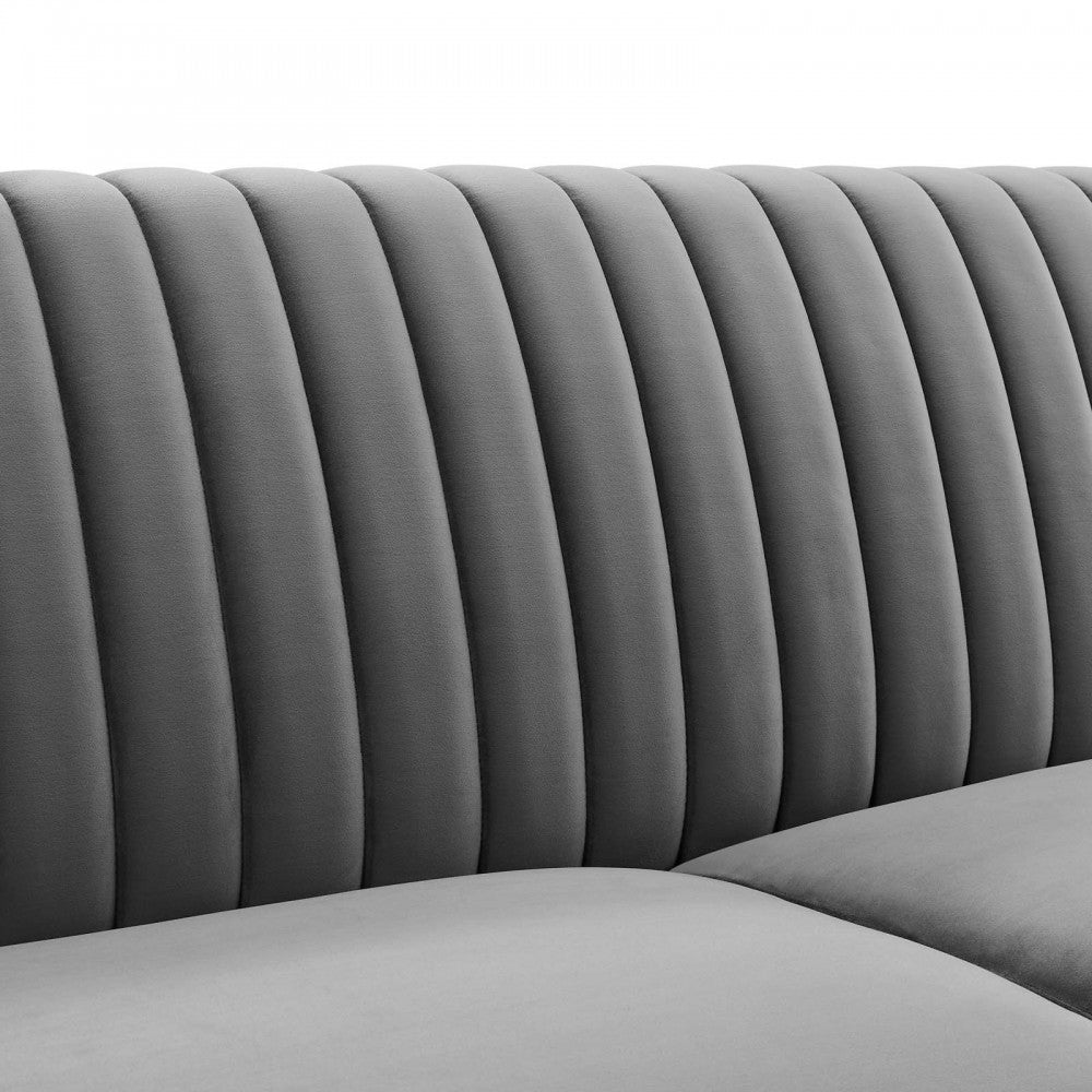 Winsome Channel Tufted Performance Velvet Sofa, Gray