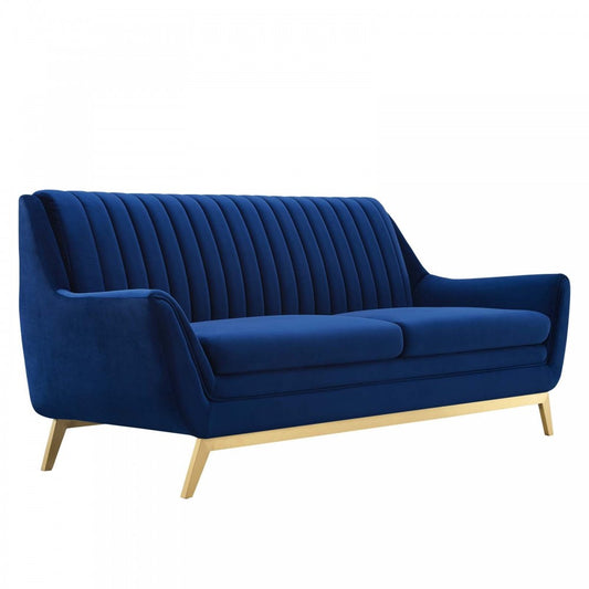 Winsome Channel Tufted Performance Velvet Sofa, Navy