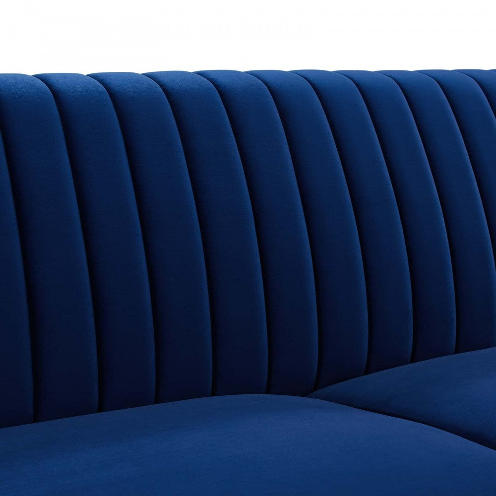 Winsome Channel Tufted Performance Velvet Sofa, Navy