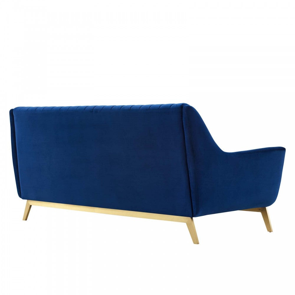 Winsome Channel Tufted Performance Velvet Sofa, Navy
