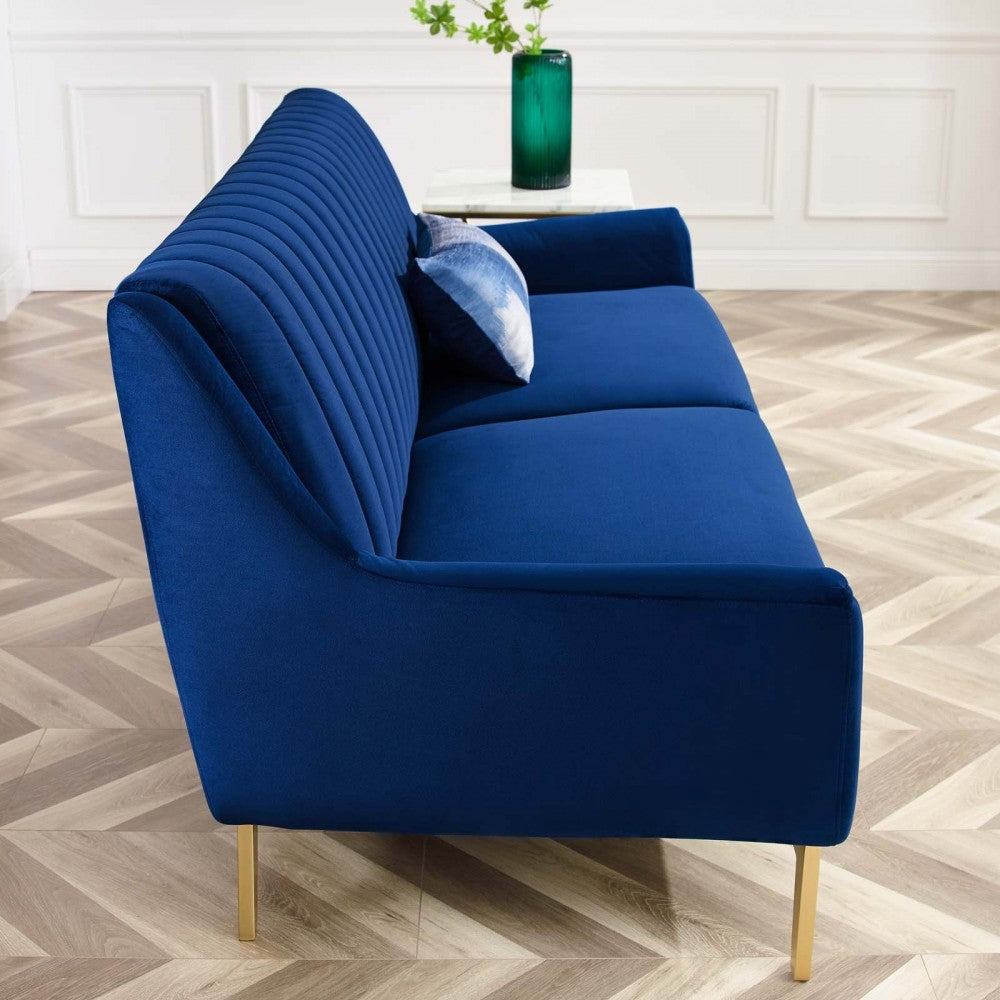 Winsome Channel Tufted Performance Velvet Sofa, Navy
