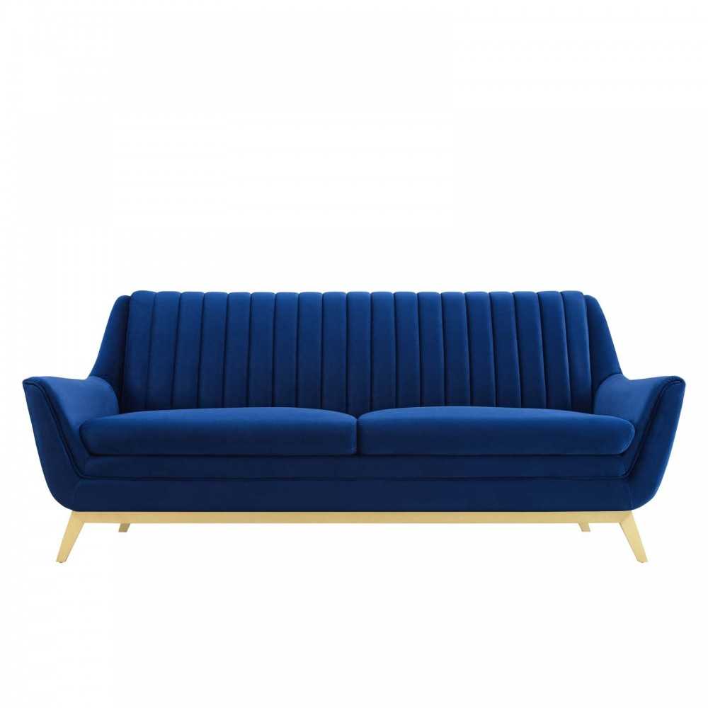Winsome Channel Tufted Performance Velvet Sofa, Navy