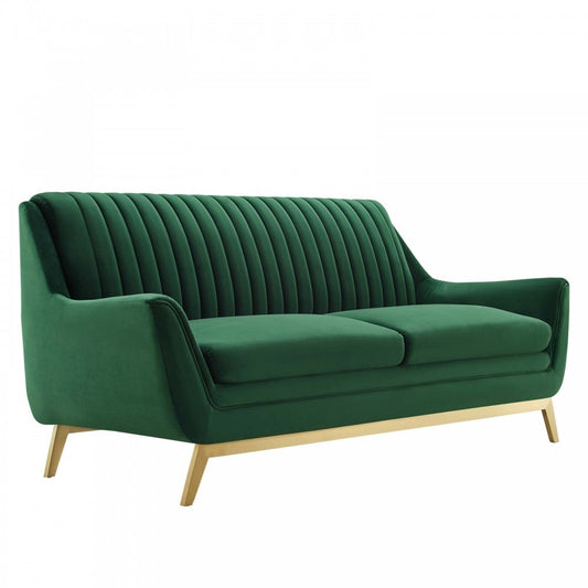 Winsome Channel Tufted Performance Velvet Sofa, Emerald