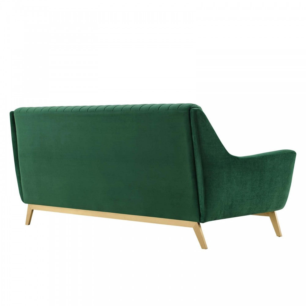 Winsome Channel Tufted Performance Velvet Sofa, Emerald