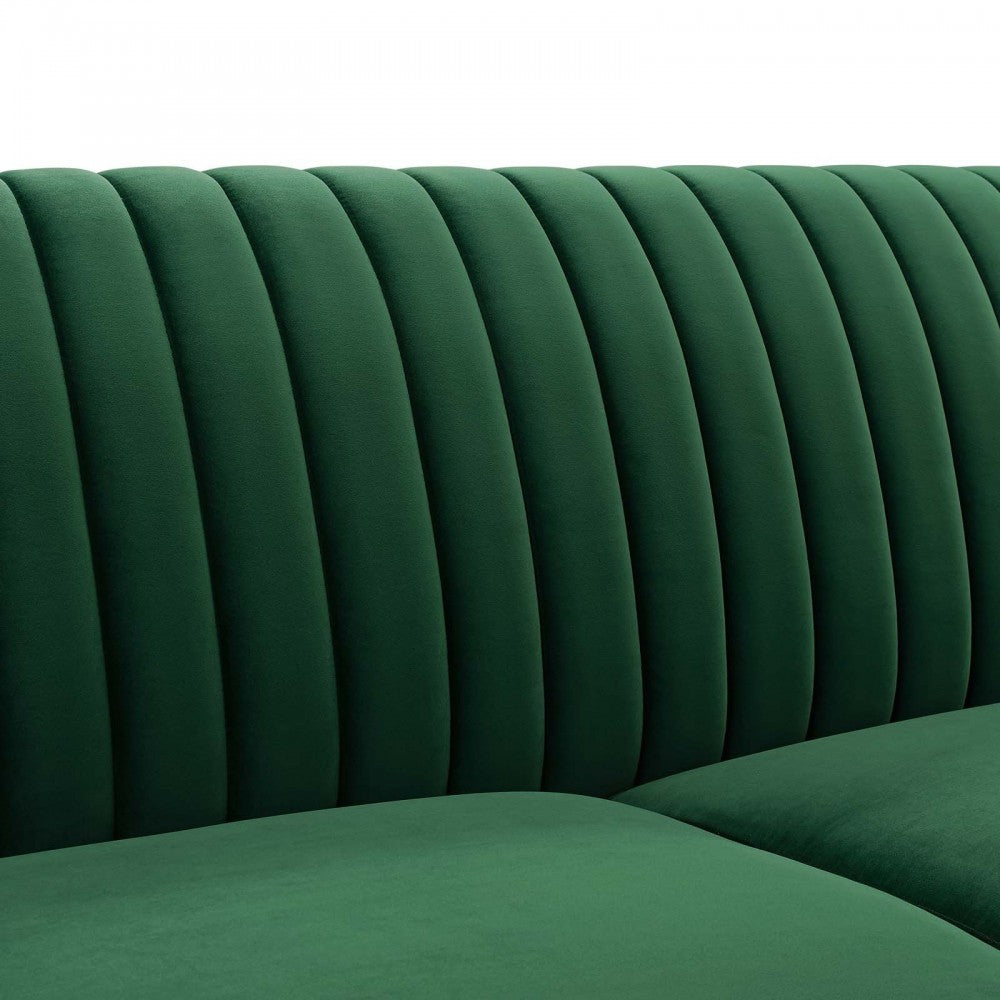 Winsome Channel Tufted Performance Velvet Sofa, Emerald