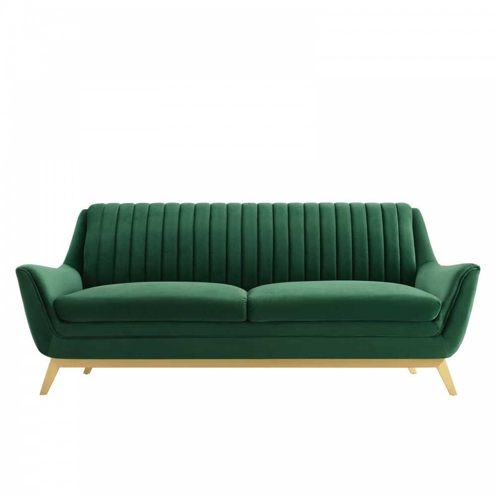 Winsome Channel Tufted Performance Velvet Sofa, Emerald