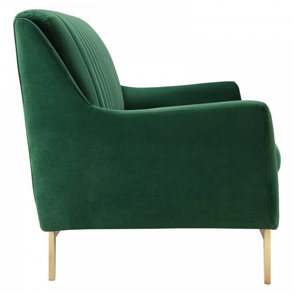 Winsome Channel Tufted Performance Velvet Sofa, Emerald
