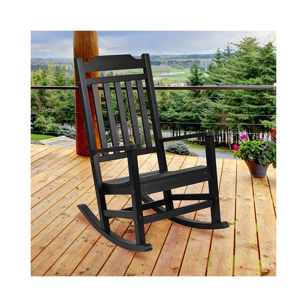 Winston All-Weather Rocking Chair in Black Faux Wood