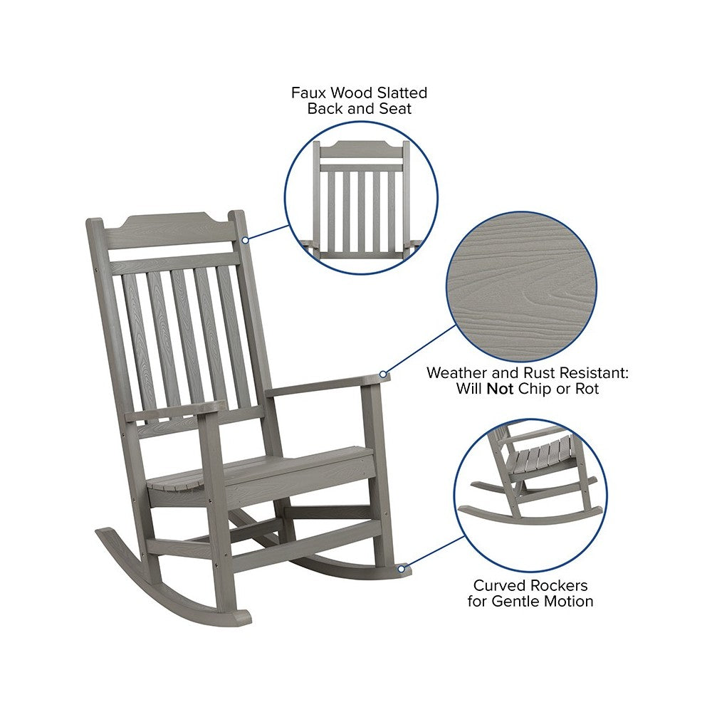 Winston All-Weather Rocking Chair in Gray Faux Wood