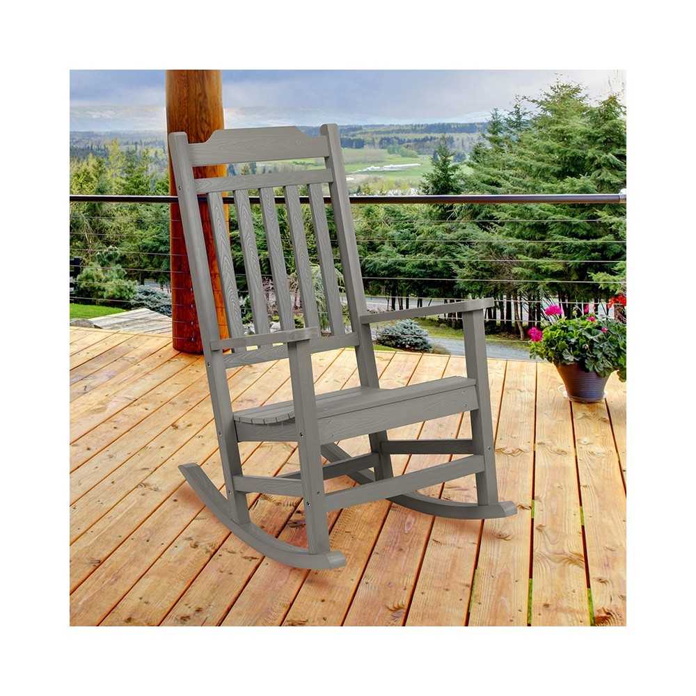 Winston All-Weather Rocking Chair in Gray Faux Wood