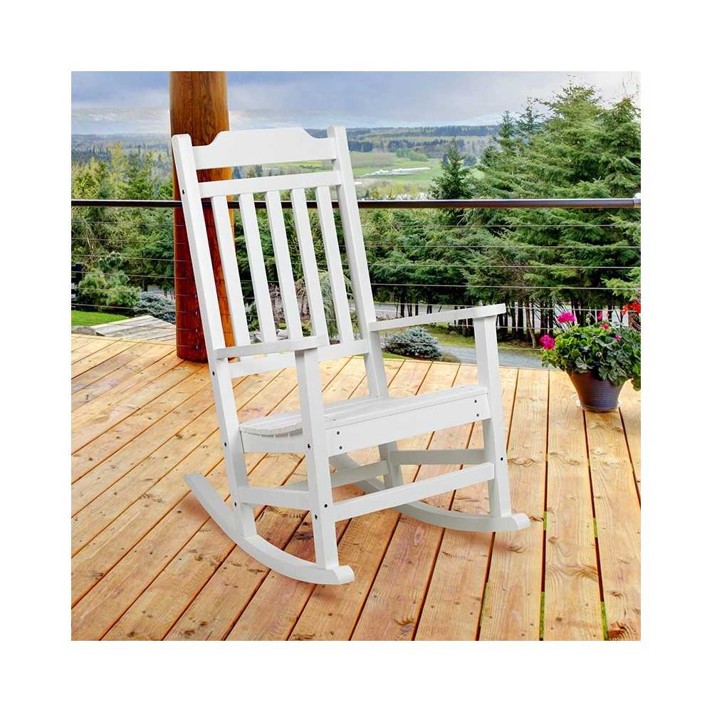 Winston All-Weather Rocking Chair in White Faux Wood