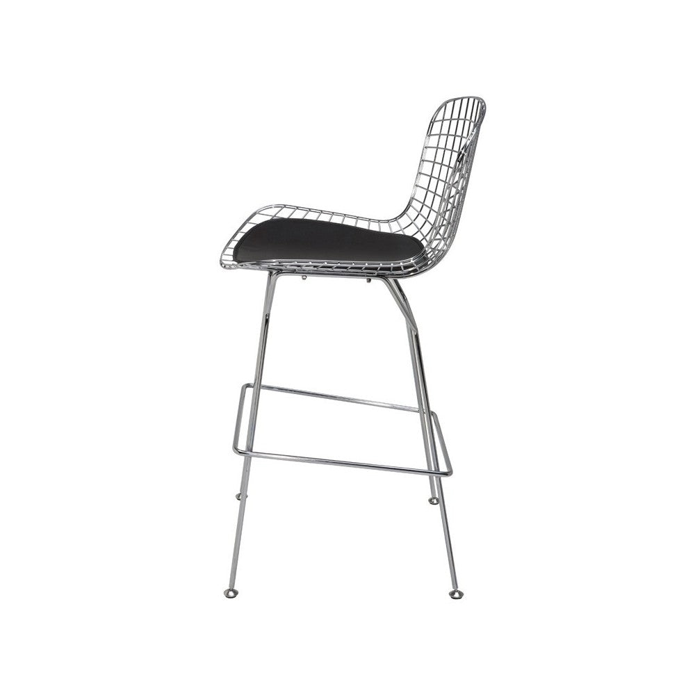 Wireback Black Naugahyde Counter Stool