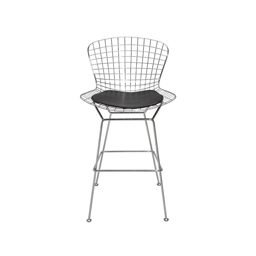 Wireback Black Naugahyde Counter Stool