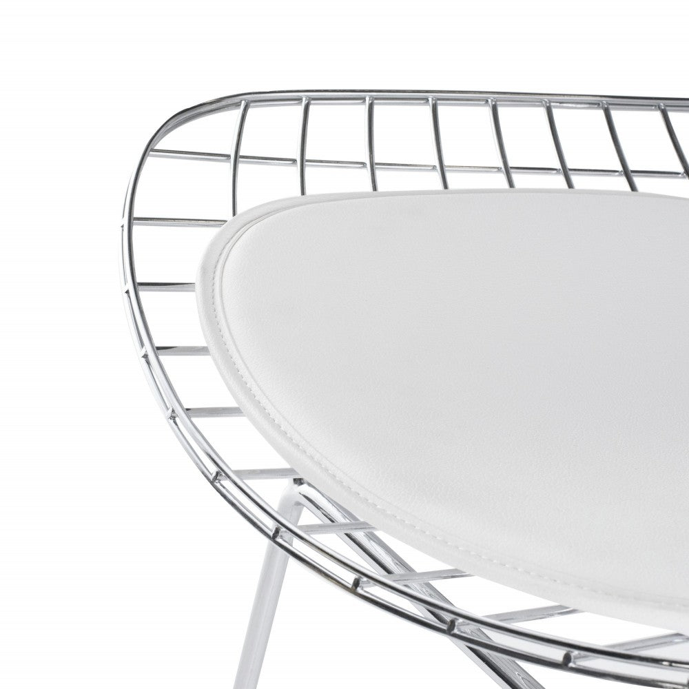 Wireback White Naugahyde Counter Stool