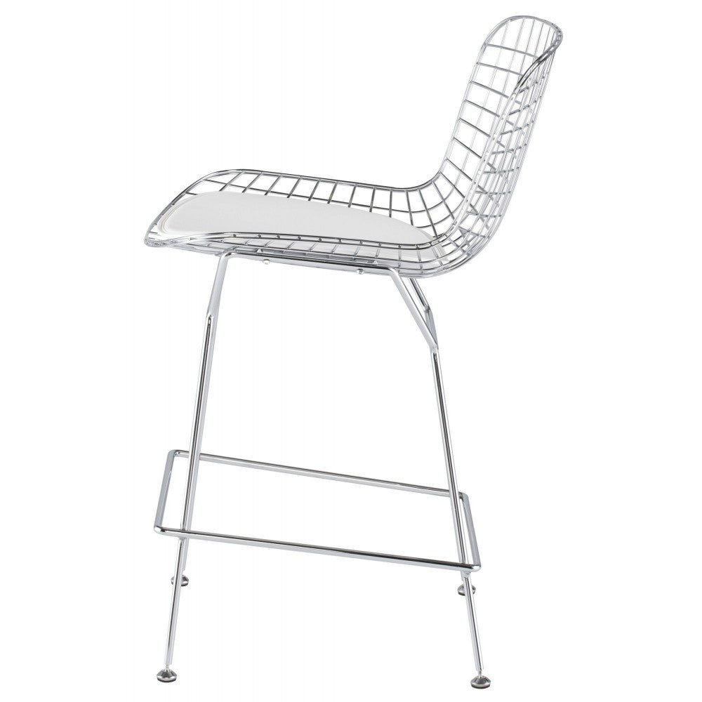 Wireback White Naugahyde Counter Stool