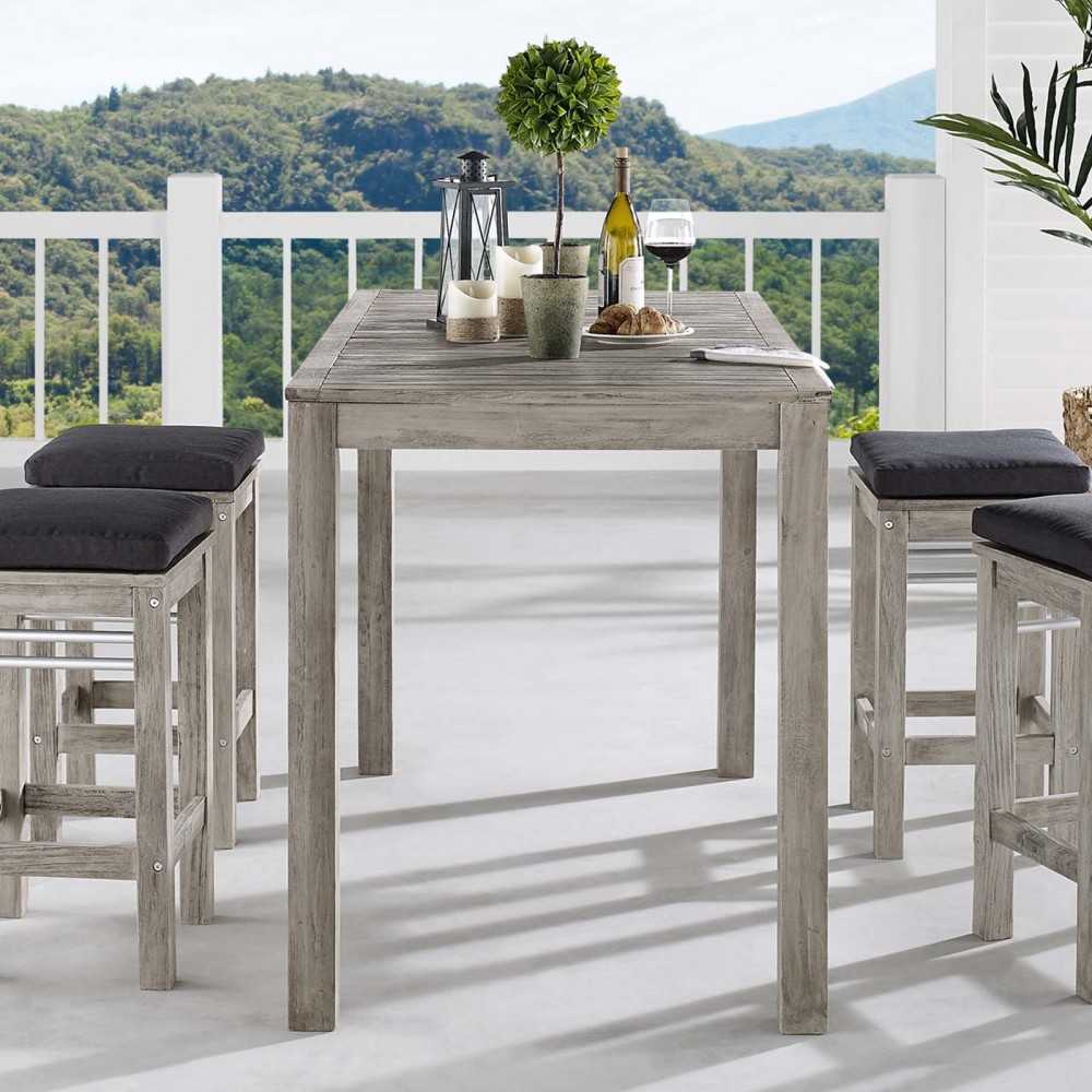 Wiscasset 59" Outdoor Patio Acacia Wood Bar Table