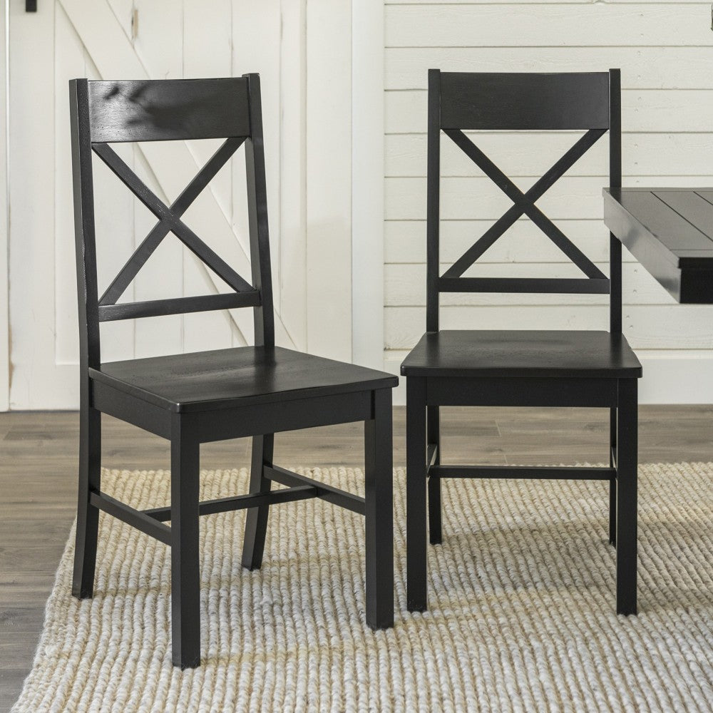 Wood Dining Chairs, Set of 2 - Black