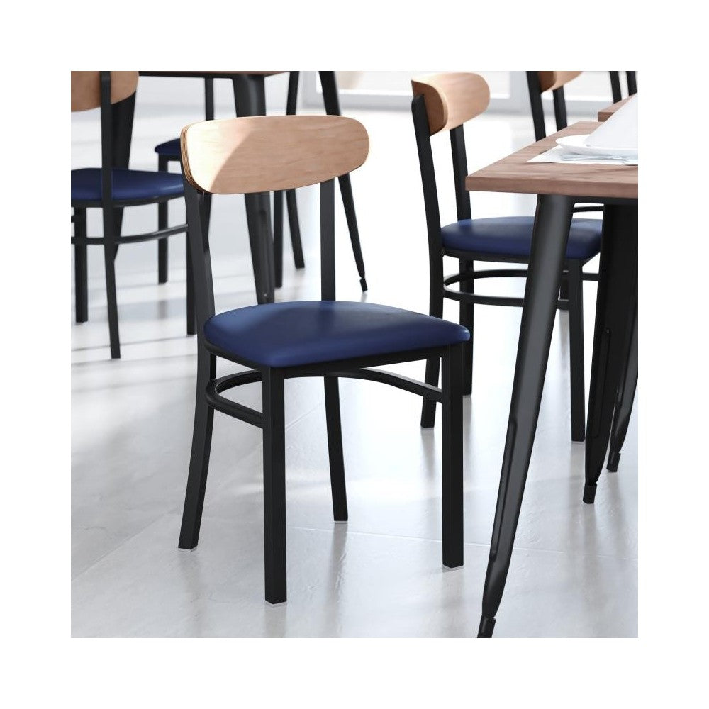 Wright Commercial Blue Vinyl/Wood Back Dining Chair