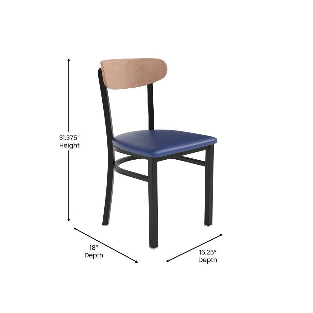 Wright Commercial Blue Vinyl/Wood Back Dining Chair