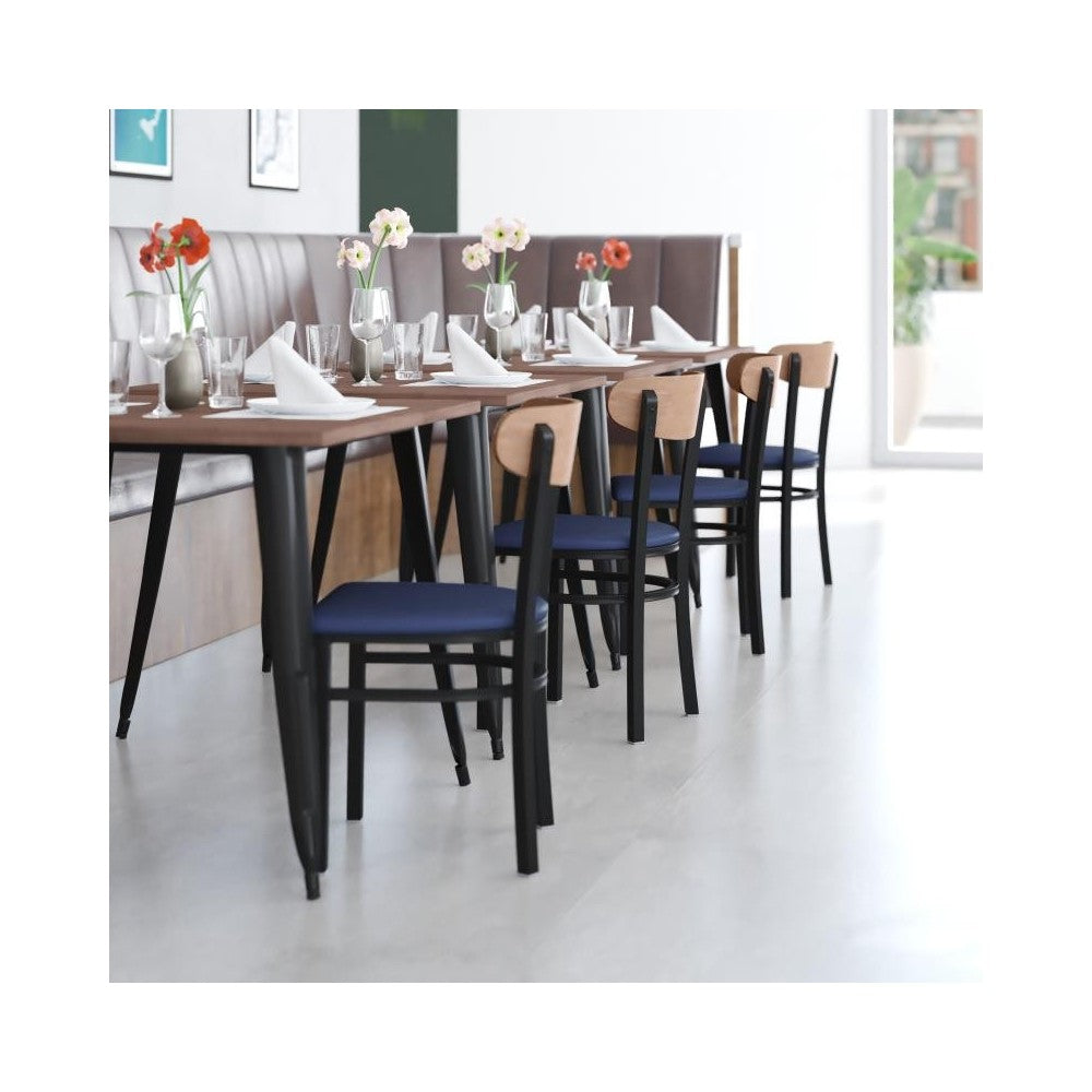 Wright Commercial Blue Vinyl/Wood Back Dining Chair