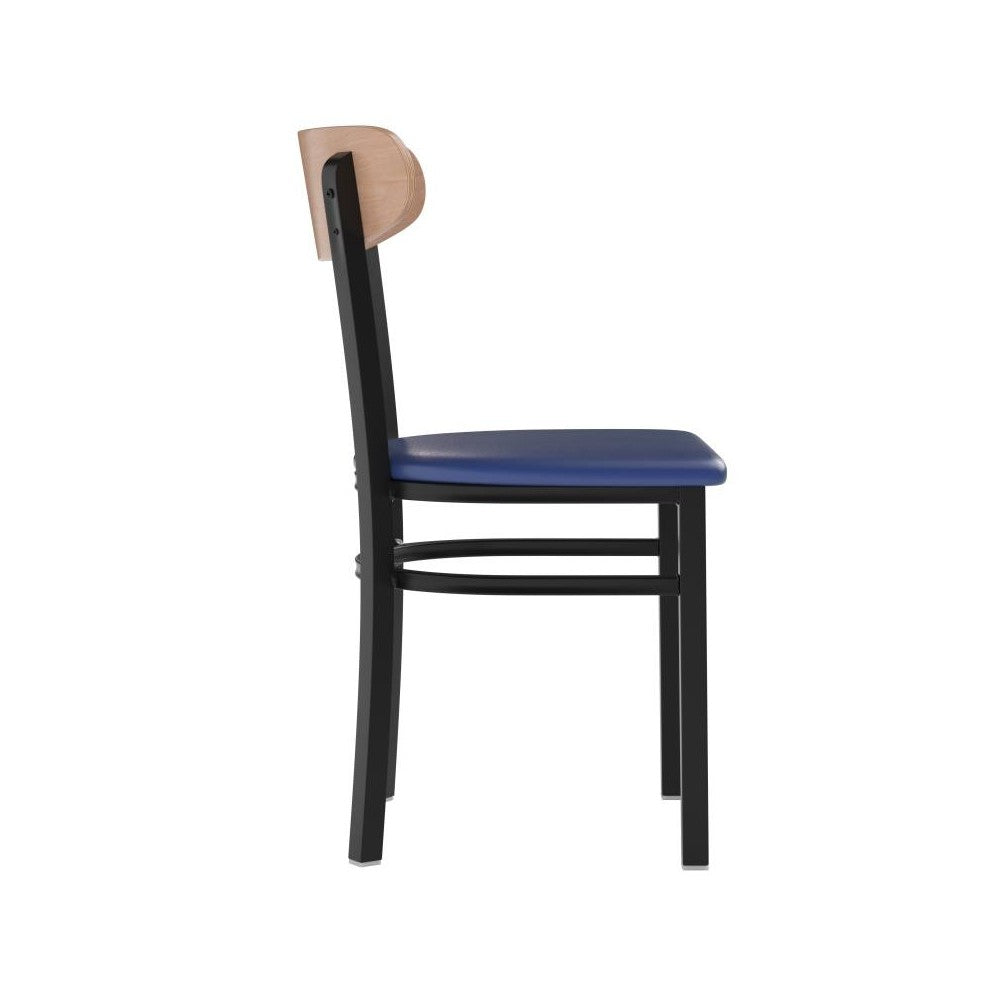 Wright Commercial Blue Vinyl/Wood Back Dining Chair