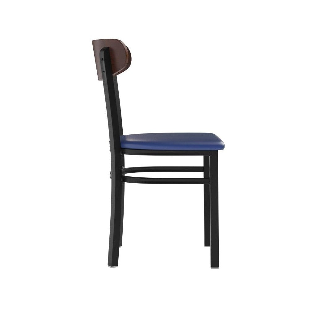 Wright Commercial Dining Chair Blue Vinyl/Wood Back