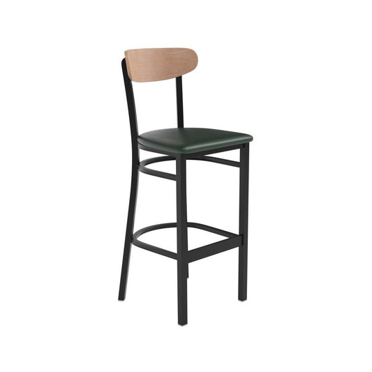 Wright Commercial Green Vinyl/Wood Back Barstool