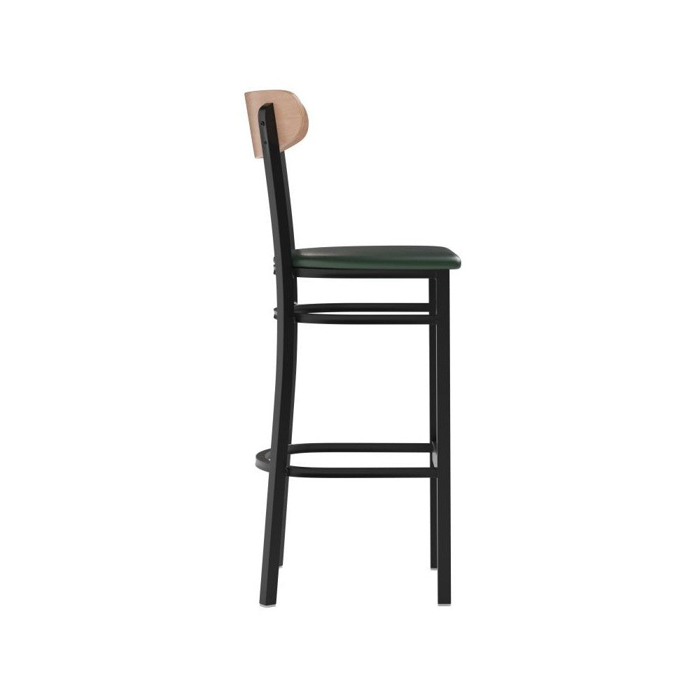 Wright Commercial Green Vinyl/Wood Back Barstool