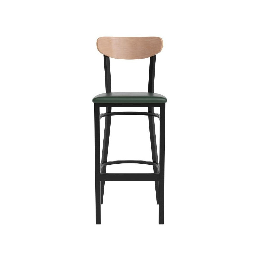 Wright Commercial Green Vinyl/Wood Back Barstool