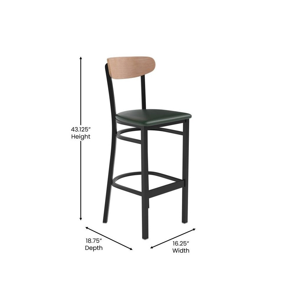 Wright Commercial Green Vinyl/Wood Back Barstool