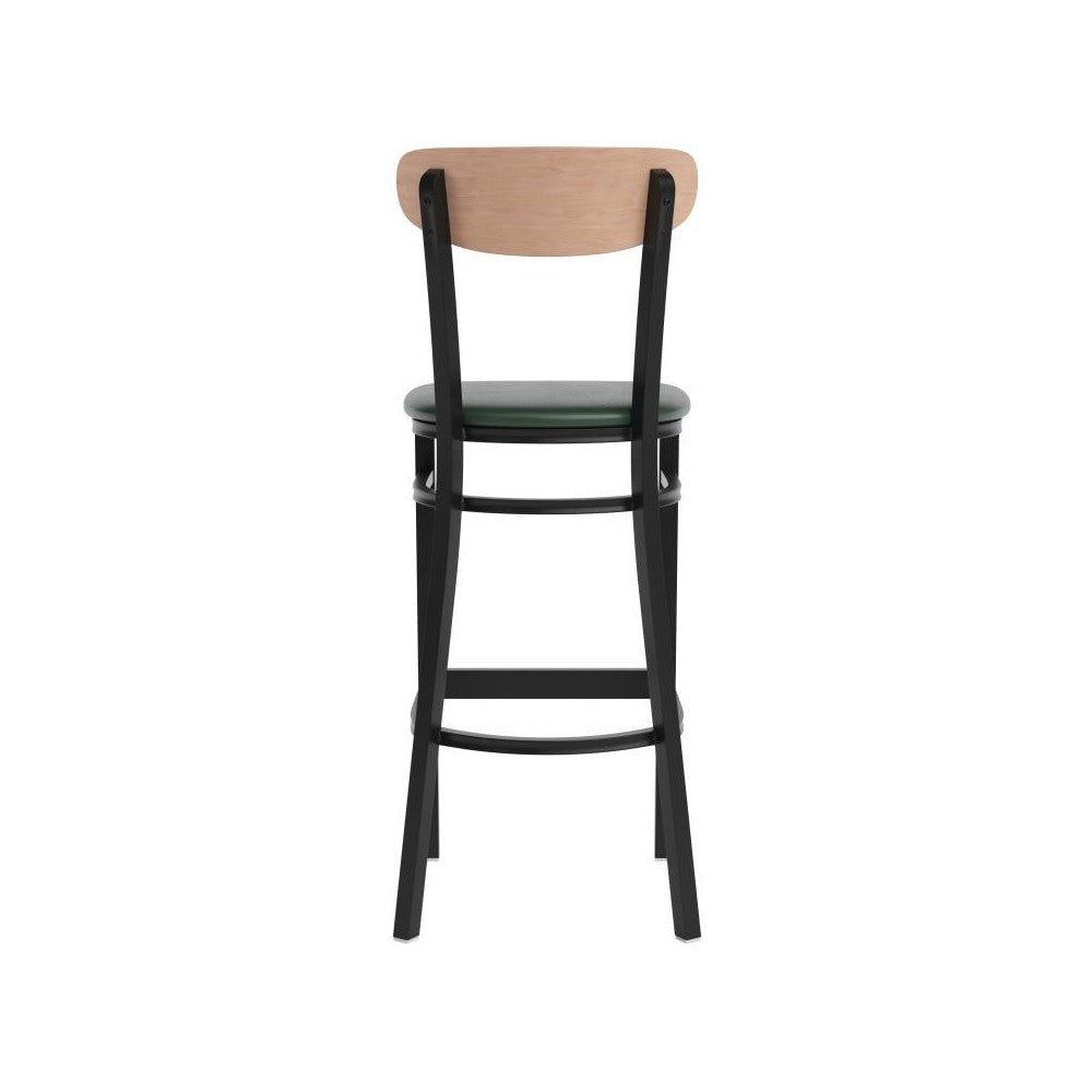 Wright Commercial Green Vinyl/Wood Back Barstool