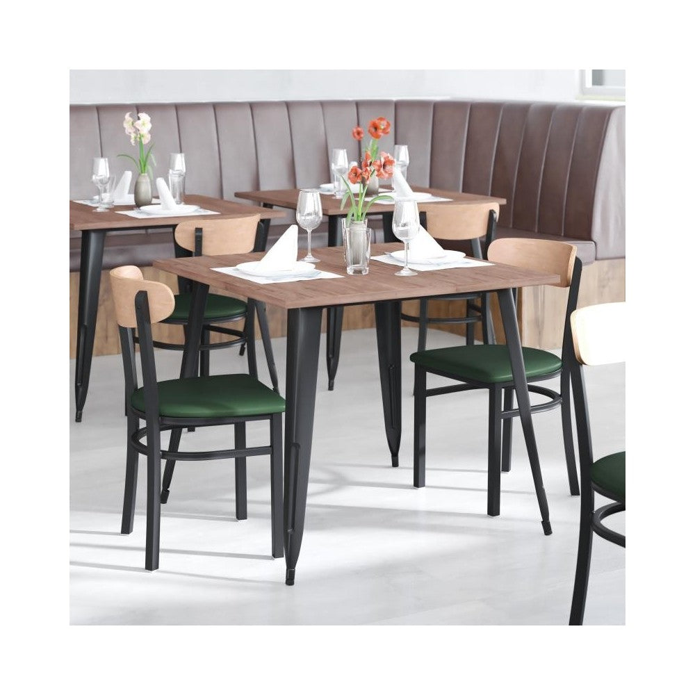 Wright Commercial Green Vinyl/Wood Back Chair