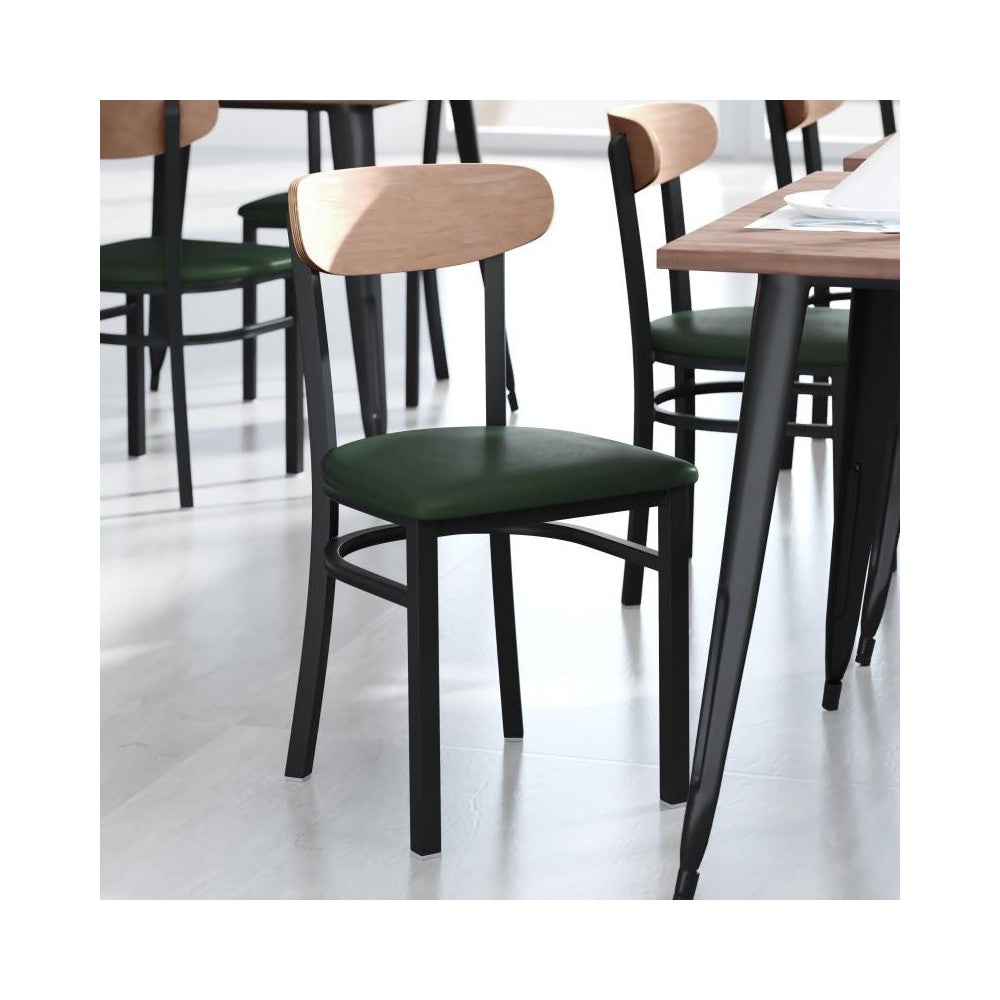 Wright Commercial Green Vinyl/Wood Back Chair