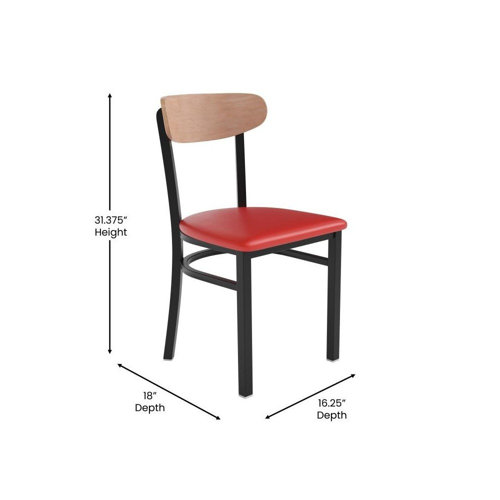 Wright Commercial Red Vinyl/Wood Back Chair