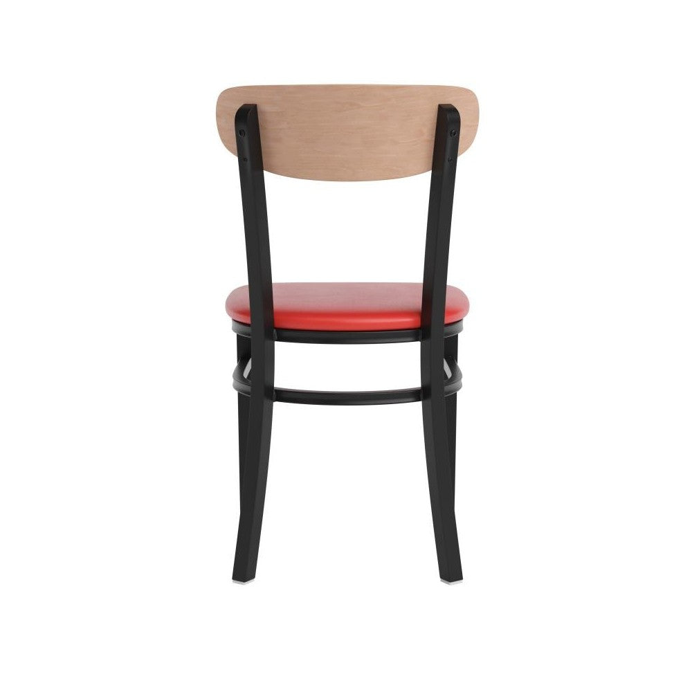 Wright Commercial Red Vinyl/Wood Back Chair