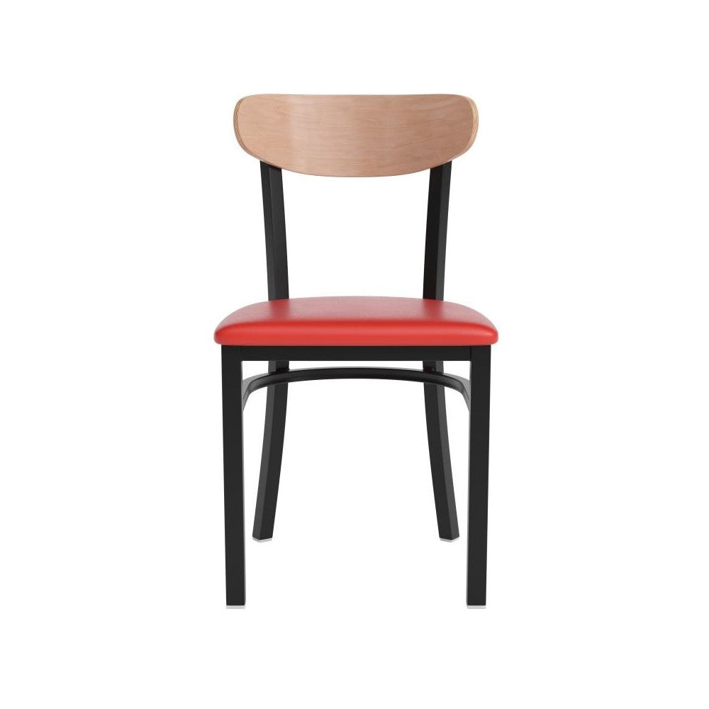 Wright Commercial Red Vinyl/Wood Back Chair