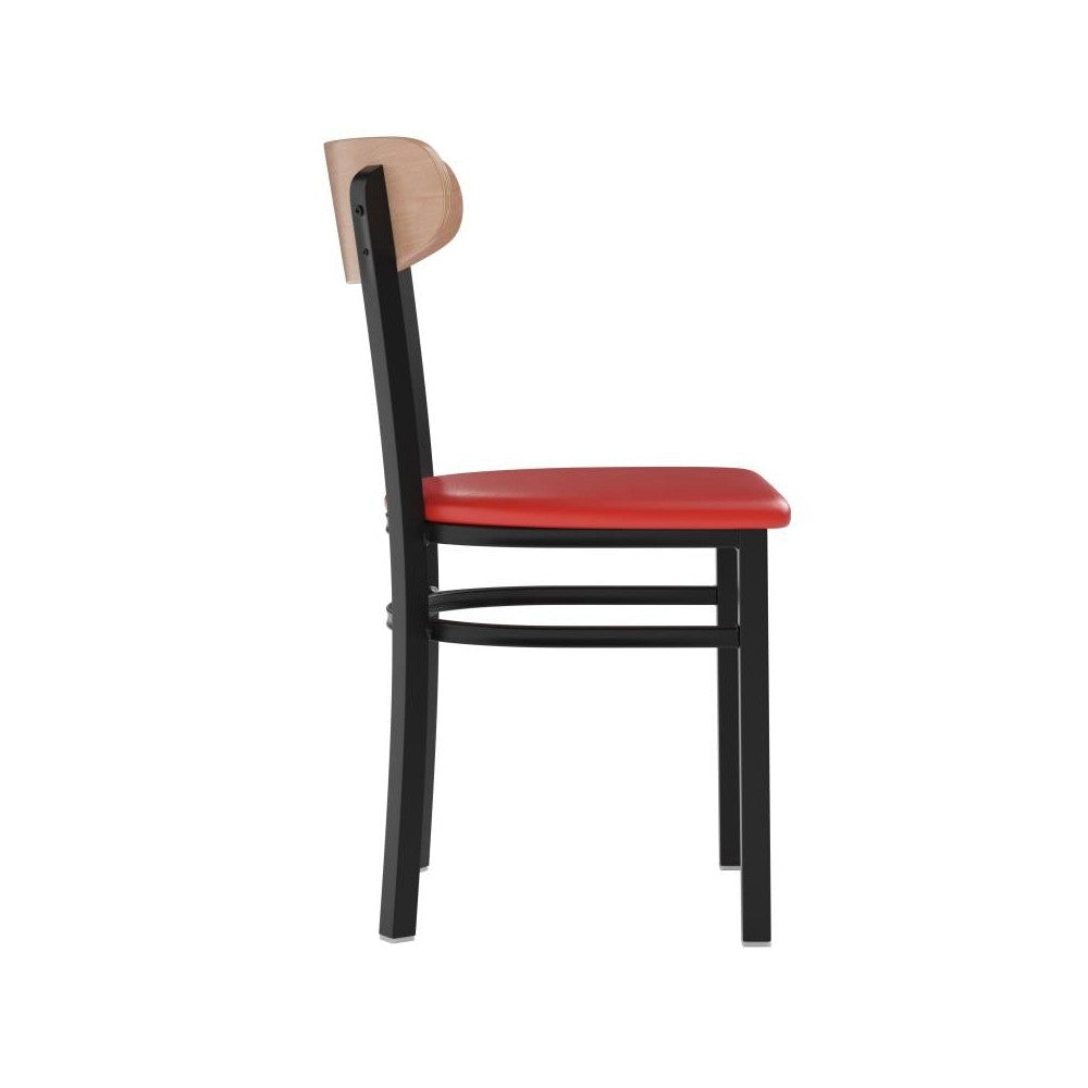 Wright Commercial Red Vinyl/Wood Back Chair