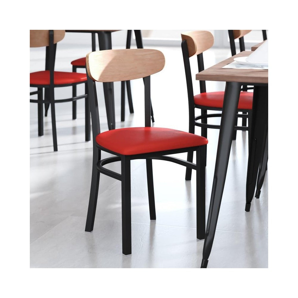 Wright Commercial Red Vinyl/Wood Back Chair