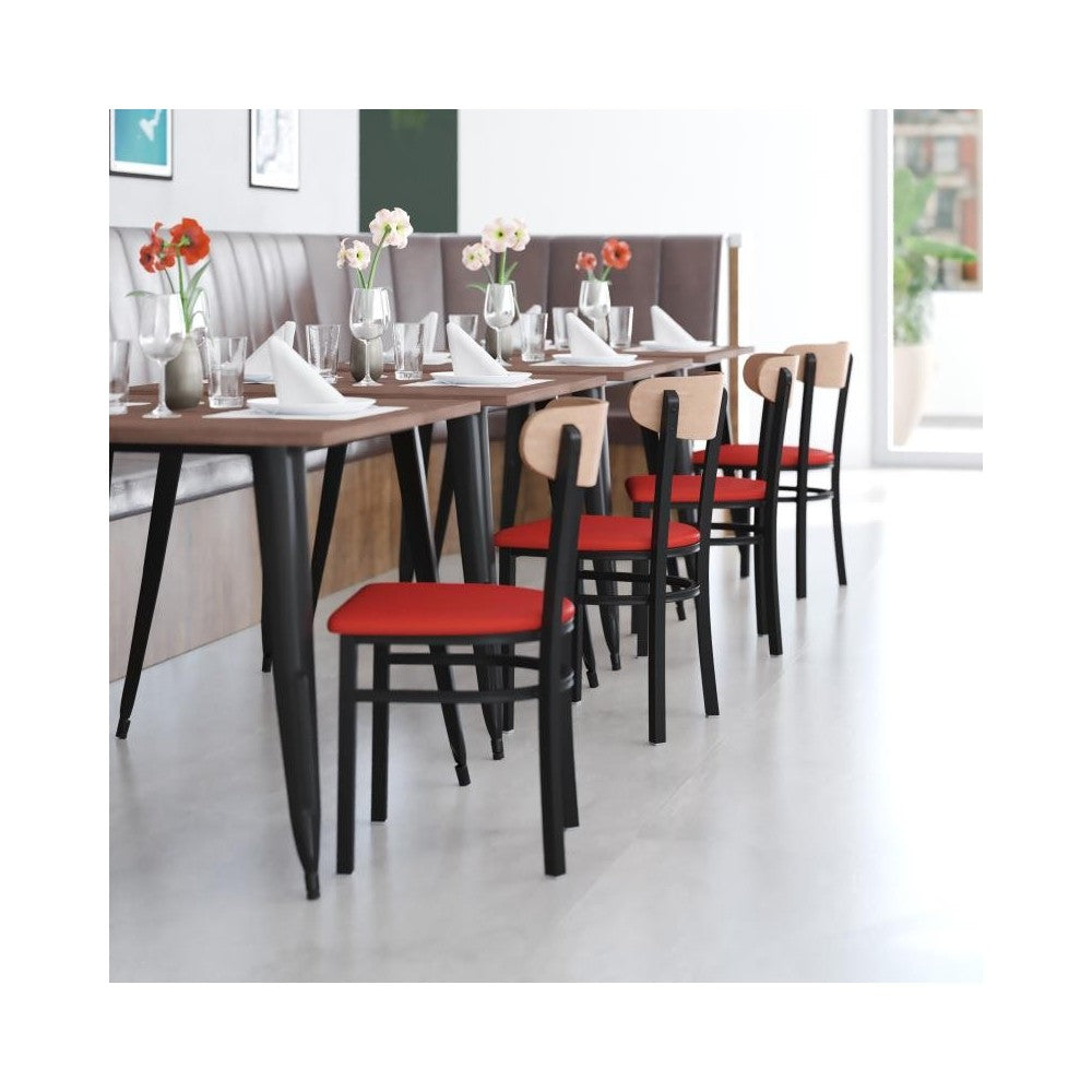 Wright Commercial Red Vinyl/Wood Back Chair