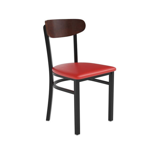Wright Commercial Red Vinyl/Wood Back Dining Chair
