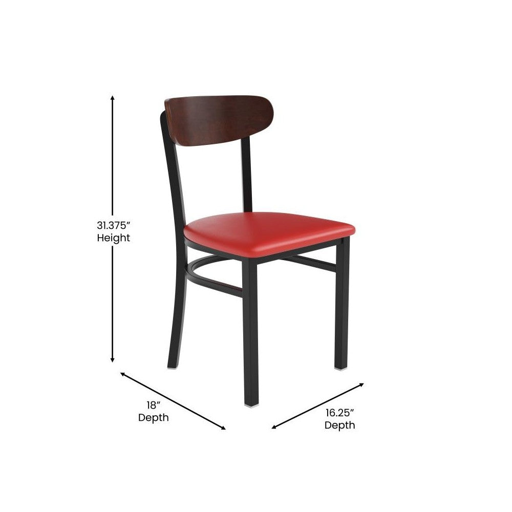 Wright Commercial Red Vinyl/Wood Back Dining Chair