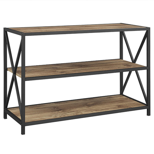 X Frame 40" Industrial Wood Bookshelf - Barnwood