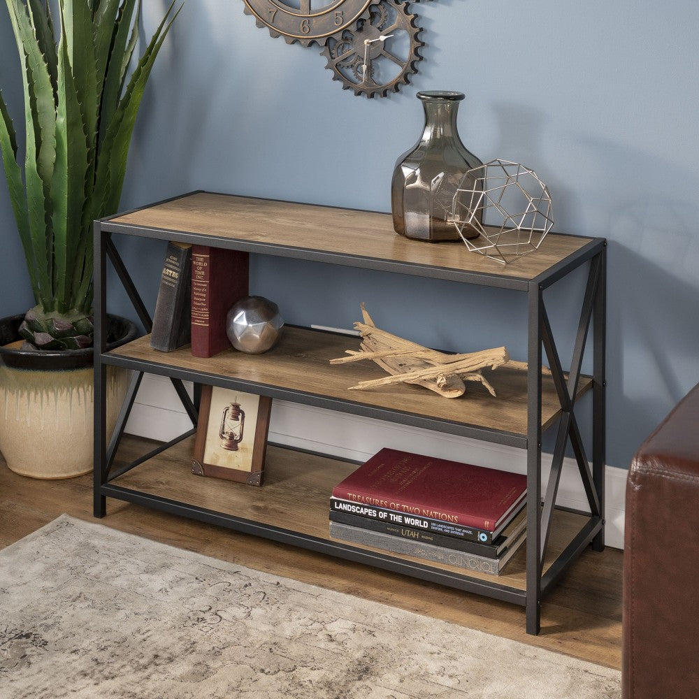 X Frame 40" Industrial Wood Bookshelf - Barnwood