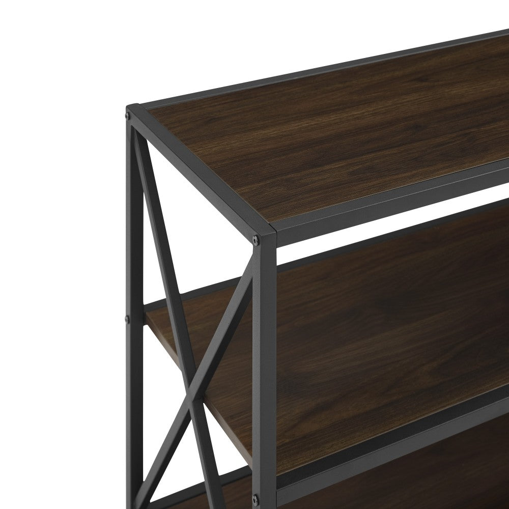 X Frame 40" Industrial Wood Bookshelf - Dark Walnut