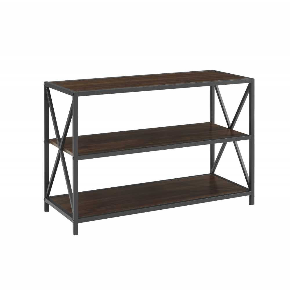 X Frame 40" Industrial Wood Bookshelf - Dark Walnut